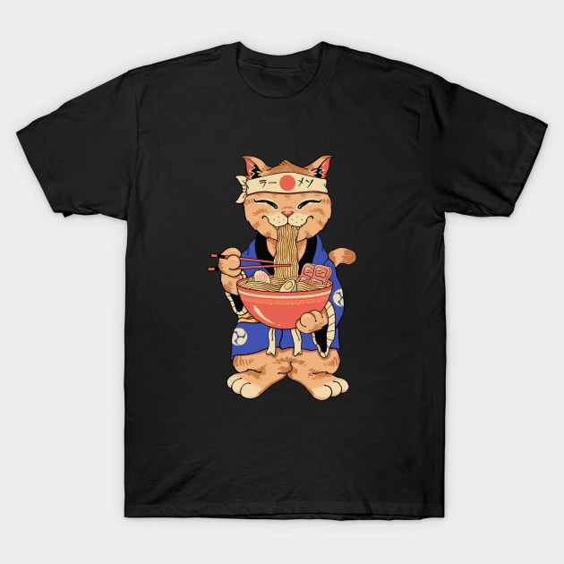 Ramen Meowster Cat Standing T-Shirt by Vincent Trinidad Art